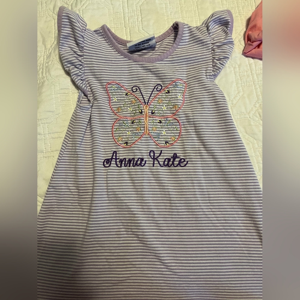"Anna Kate" Lavender Stripe Butterfly Dress Size 3
